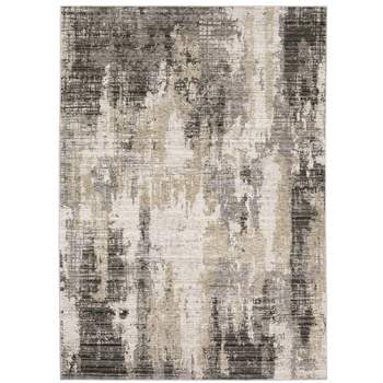 Nirvan Abstract Etchings Indoor Area Rug Gray/Beige - Captiv8e Designs