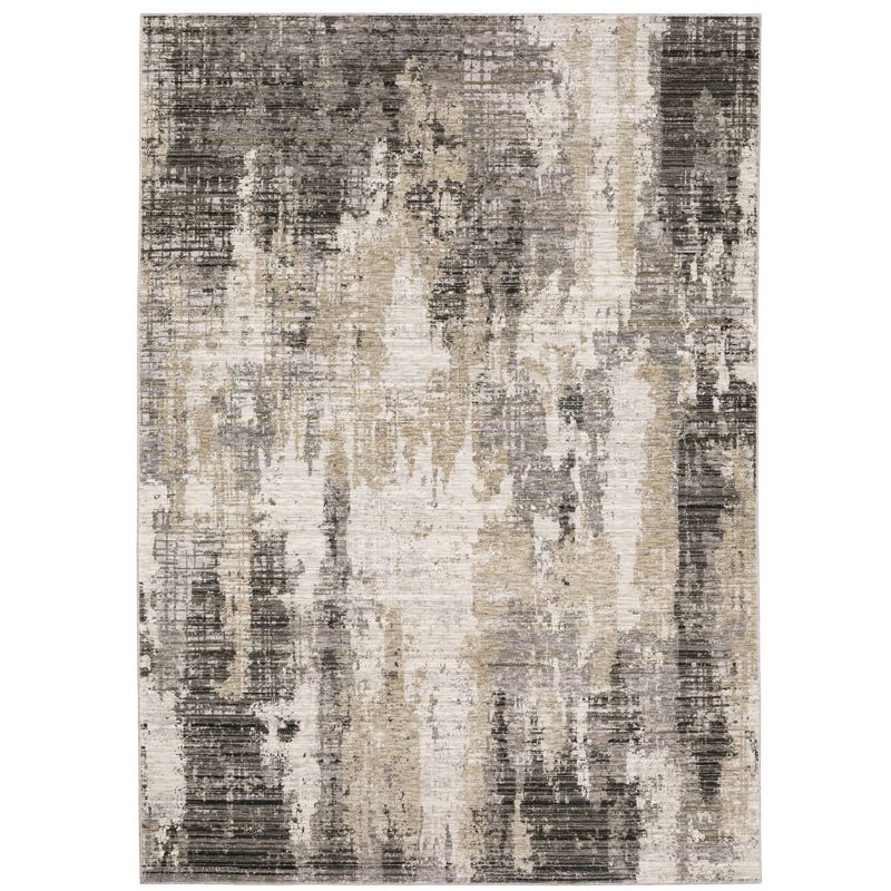 Nirvan Abstract Etchings Indoor Area Rug Gray/Beige - Captiv8e Designs, 1 of 13