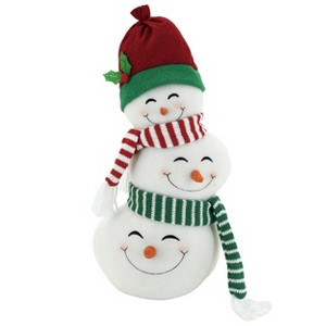 Transpac Plush Stacked Snowman Heads Decorative Figurines for Christmas Indoor Use Multicolored Tabletop Decor - 1 of 1