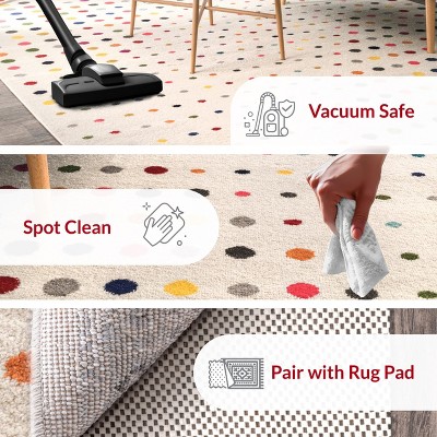 Multi-Color Polka Dot Synthetic Runner Rug, 2' 5" x 8'