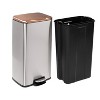 Honey-Can-Do Set of Stainless Steel Step Trash Cans Rose Gold: Pedal-Operated Kitchen Trashcan with Lid, 9.24 Gallon Capacity - 2 of 4