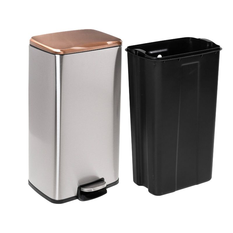 Honey-Can-Do Set of Stainless Steel Step Trash Cans Rose Gold, 2 of 12