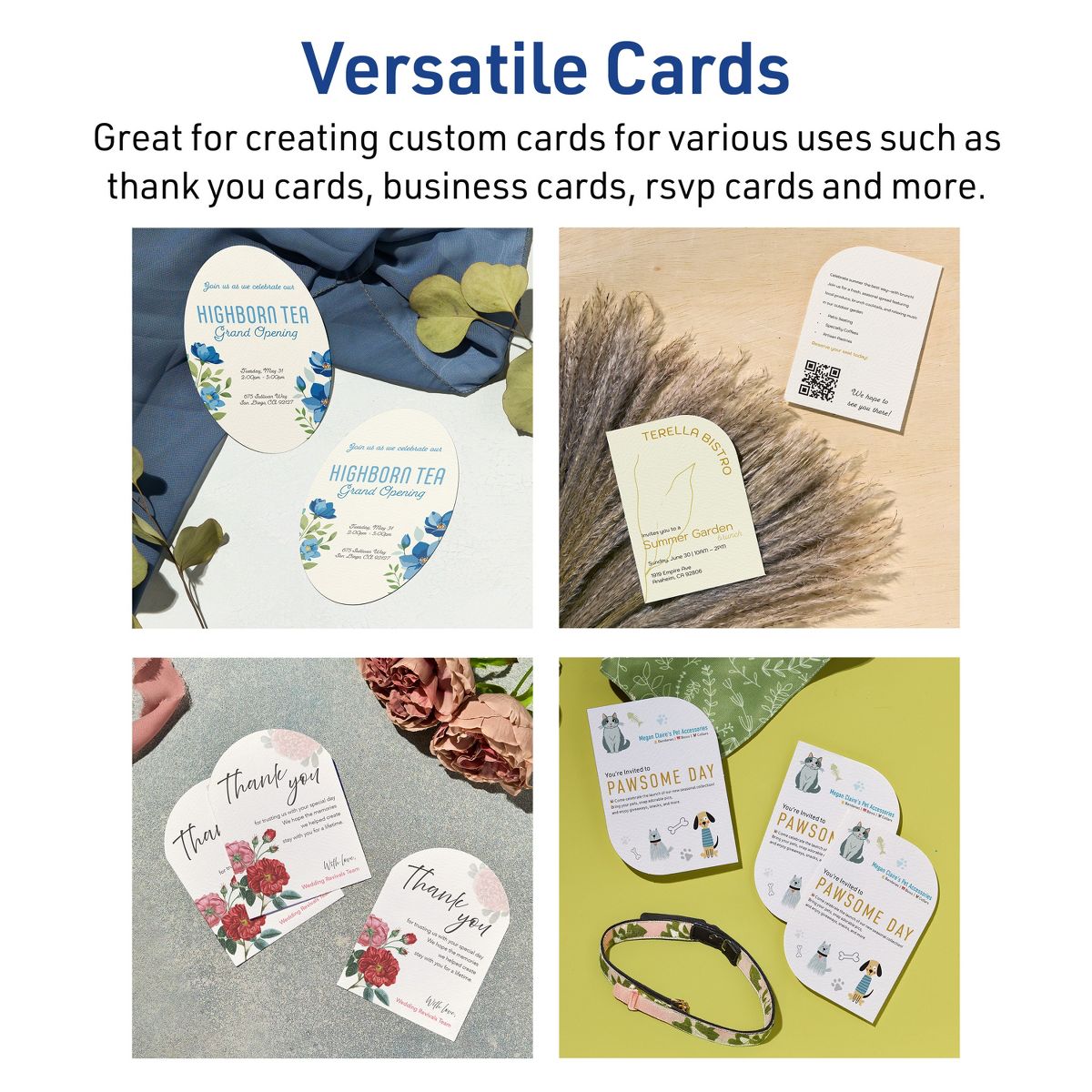Avery Matte White Flat Cards, 4-3/4" x 3-1/2" Arched - thumbnail 4