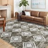 Washable Modern Geometric Grid Rug Non Slip Low Pile Rug Soft Contemporary Throw Floor Cover Foldable Indoor Carpet for Living Room Bedroom - 3 of 4