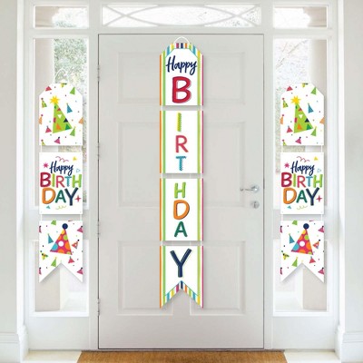 Big Dot of Happiness Cheerful Happy Birthday - Hanging Vertical Paper Door Banners - Colorful Birthday Party Wall Decoration Kit - Indoor Door Decor