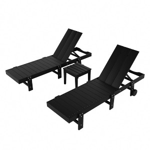 WestinTrends Ashore 2pcs Modern Poly Reclining Chaise Lounge With Wheels plus 1pc side table - 1 of 4