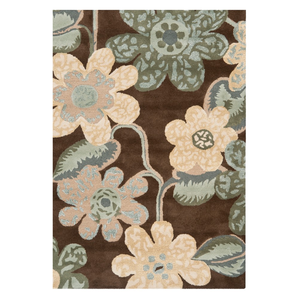 4'x6' Floral Area Rug Brown - Safavieh