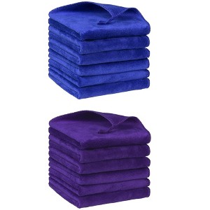 Unique Bargains Dishwashing Cleaning Microfiber Thick Absorbent Kitchen Towels 12 Pcs 12" x 12" - 1 of 4