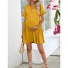 Womens Maternity Dress Swiss Dot V Neck Short Sleeve Button Down Summer Casual Baby Shower Mini Dresses - 4 of 4