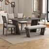 6 PCS Dining Set with Bench and Chairs, Rectangular Dining Table with Trestle Base, Upholstered Chairs and Bench with Wood Frame-Coolbibila - 2 of 4