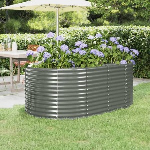 vidaXL Garden Raised Bed Gray 114.6"x55.1"x26.8" Powder-coated Steel - 1 of 4