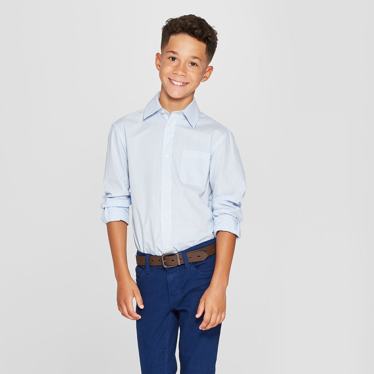 Boys' Long Sleeve Plaid Button-Down Dress Shirt - Cat & Jack™ - thumbnail 3