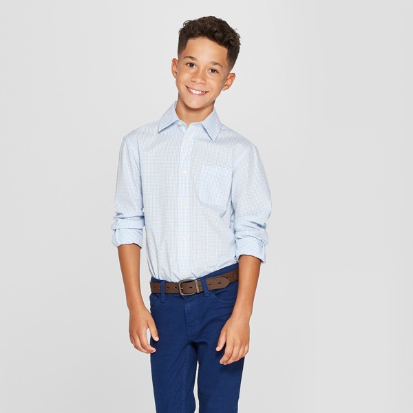 Camisa de vestir de cuadros de manga larga con botones para niños - Cat & Jack™ 3