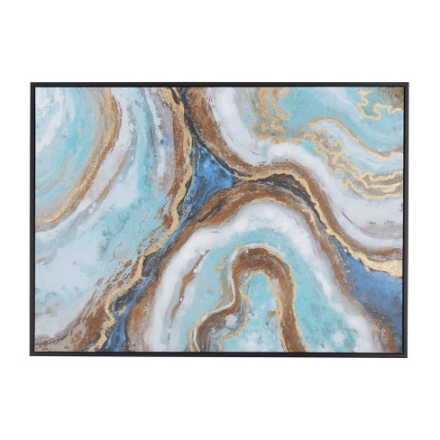 Canvas Geode Enlarge Slice Framed Wall Art With Black Frame Blue - Olivia &  May : Target