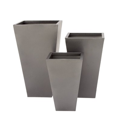 Set of 3 Contemporary Trapezoidal Iron Planters Gray - Olivia & May