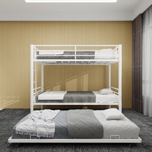 Racxily Bunk Bed, Heavy-duty Sturdy Metal Twin over Twin Bunk Bed, Noise Reduced, Safety Guardrail,No Box Spring Needed - 1 of 4