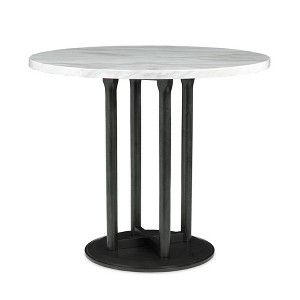 Centiar Round Dining Table Black - Signature Design by Ashley: Faux Marble Top, Counter Height, 4-Seater - 1 of 4
