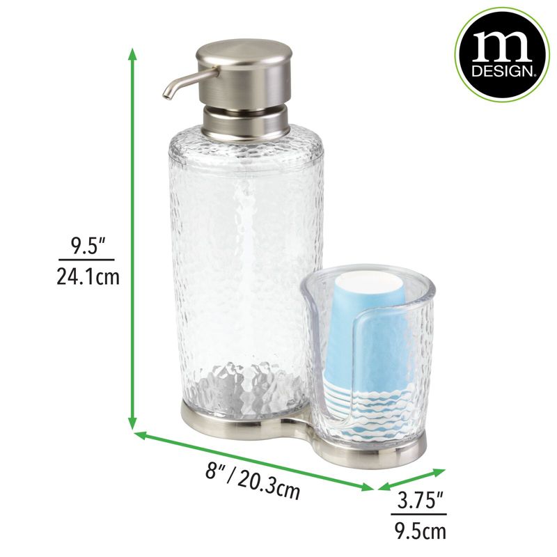mDesign Plastic Refillable Mouthwash Dispenser/Cup Organizer, 3 of 7
