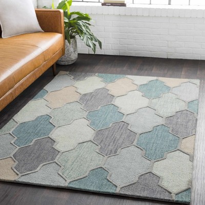 Hauteloom Monteview Sage&Teal Geometric Wool Rug