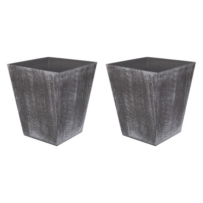 Suncast 16 Inch Farmington Rustic Wood Finish Garden Planter, Gray (2 Pack)