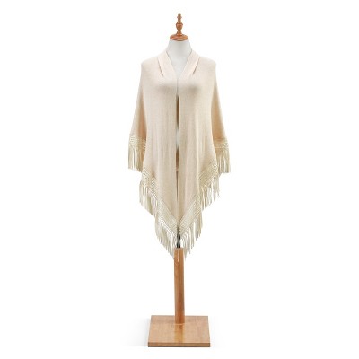 DEMDACO Triangle Knit Scarf with Fringe - Ivory White