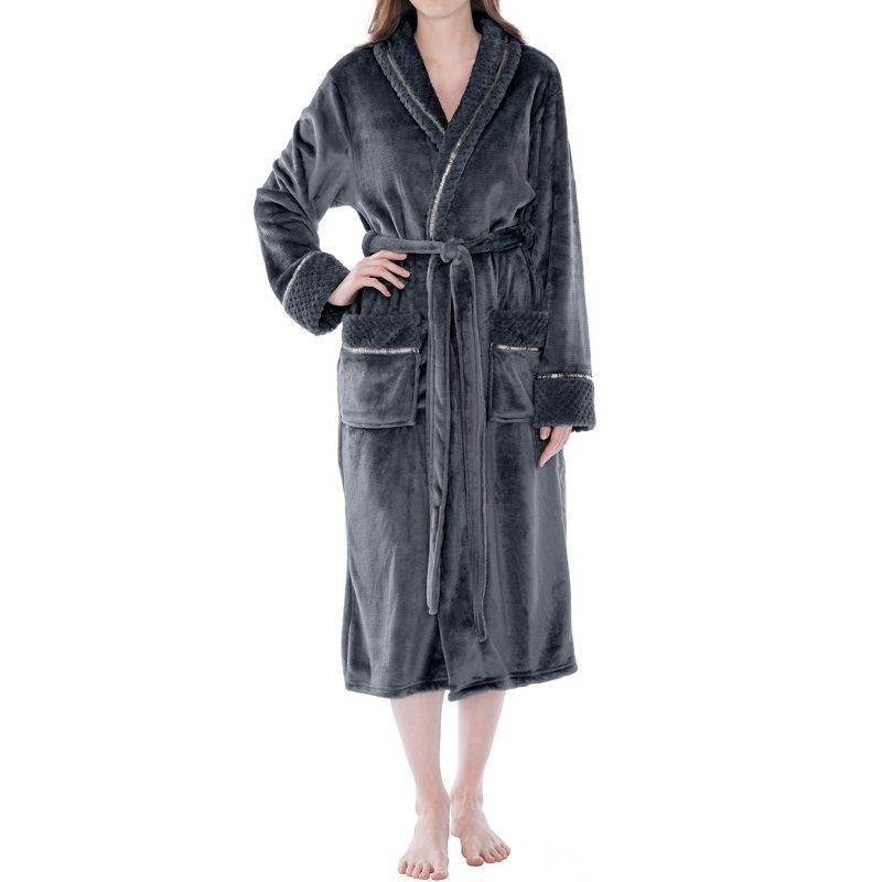 PAVILIA Soft Plush Women Fleece Robe, Cozy Warm Housecoat Bathrobe, Fuzzy Female Long Spa Robes, 1 of 9