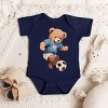 The Juniper Shop Watercolor Soccer Bear Baby Short Sleeve Bodysuit - 3 of 4