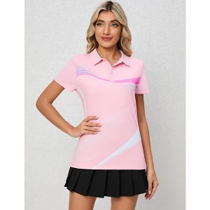 Womens Polo Shirts Short Sleeve Summer Printed Tops Lightweight Athletic Golf Tennis Shirts - 1 of 4