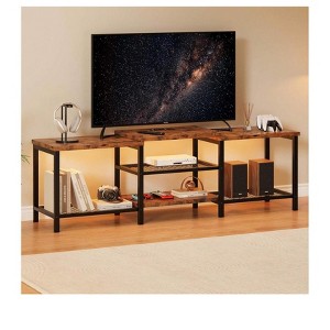 Vintage TV Stand with LED Lights - For 55/65/75" TVs, 67" Large Entertainment Center with Power Outlets - 1 of 4