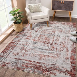 Washable Runner Rug, Modern Abstract, Non-Slip, Stain-Resistant, Distressed, Indoor, Low Pile, Floor Cover, Hallway, Contemporary - 1 of 4
