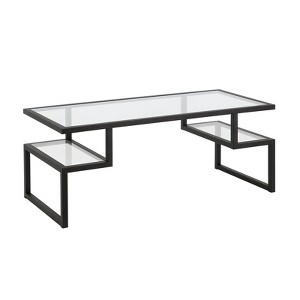 Metal Hollywood Black and Bronze Coffee Table with Glass Top - Henn&Hart - 1 of 4