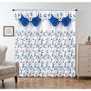 Home Mart Goods Navy White Luxury Floral Embroidery Rod Pocket Window Panel Attached Valance Satin Backing 2 Tie Backs Curtain Set (2 Panels) - 2 of 4