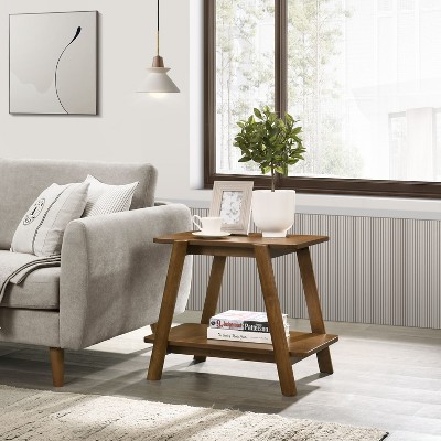 NicBex Modern Wood Coffee Table Set of 3 with Storage Shelf and Cylinder Legs for Living Room and Bedroom