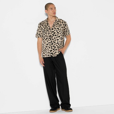 Men's Short Sleeve Knit Polo Shirt - Original Use™ Cream Leopard Print