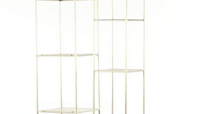 Set of 2 Contemporary Metal Shelving Unit Gold - Olivia &#38; May, 2 of 11, play video
