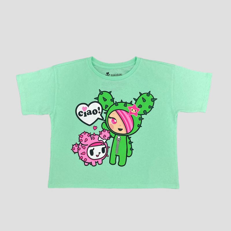 Girls&#39; Toki Doki Boxy Short Sleeve Graphic T-Shirt - Mint Green, 1 of 4