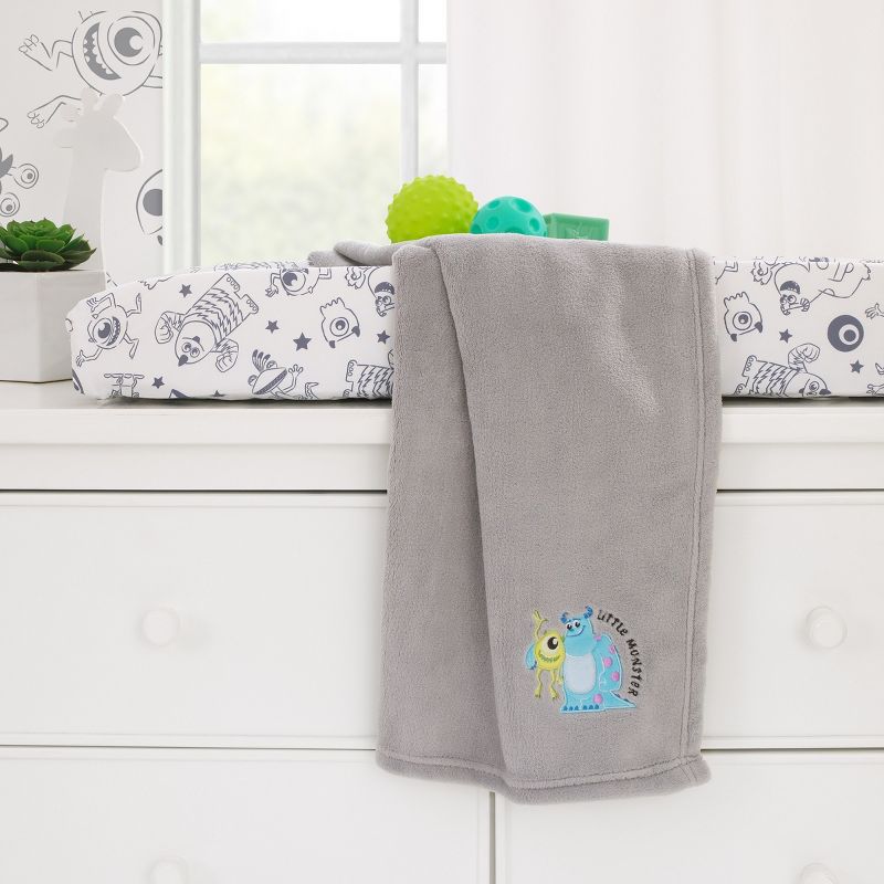Disney Monsters, Inc. Cutest Little Monster Gray, and White Contoured Changing Pad Cover, 3 of 5
