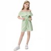 Little Girls One Piece Ruffle Cold One Shoulder Sleeveless Elastic Waist with Bow Strap Jumpsuit Rompers - 2 of 4