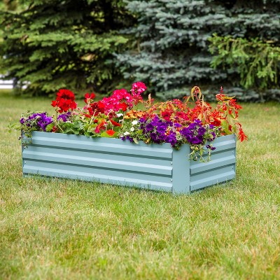 Green Galvanized Steel Rectangle Raised Garden Bed, 47" x 23" x 12"