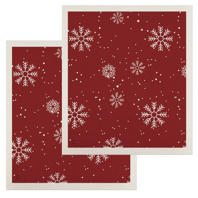 Briarwood Lane Red Snowflakes Swedish Dishcloth (2-pack)