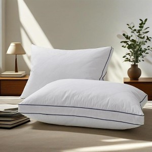 Peace Nest Medium-Firm Gusseted Goose Feather Down Bed Pillow Set of 2 - 1 of 4