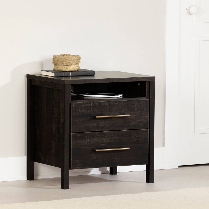 Gravity 2 Drawer Nightstand Rubbed Black - South Shore, 3 of 12