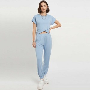 Woman 2-Piece Sleeveless High Rise Pants Set – Solid Viscose Stretch Cherie Code - 1 of 4