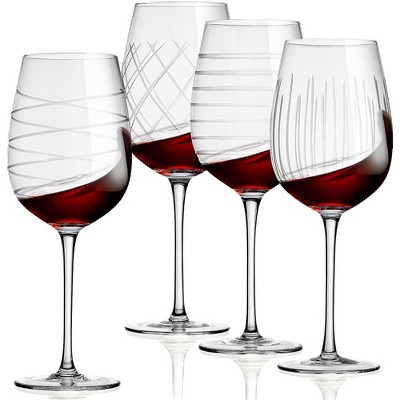 Etched Bergerac Wine Glasses Set/4