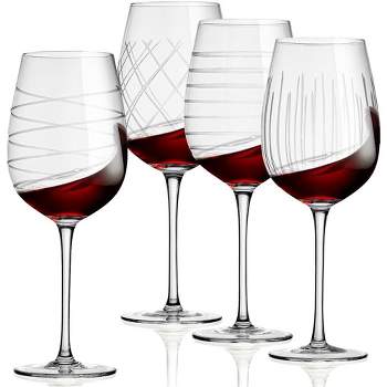 Viski Reserve Nouveau Smoke Colored Drinking Glasses - Crystal Black Wine  Glasses Glassware - 22oz Long Stem Wine Glasses Set of 2
