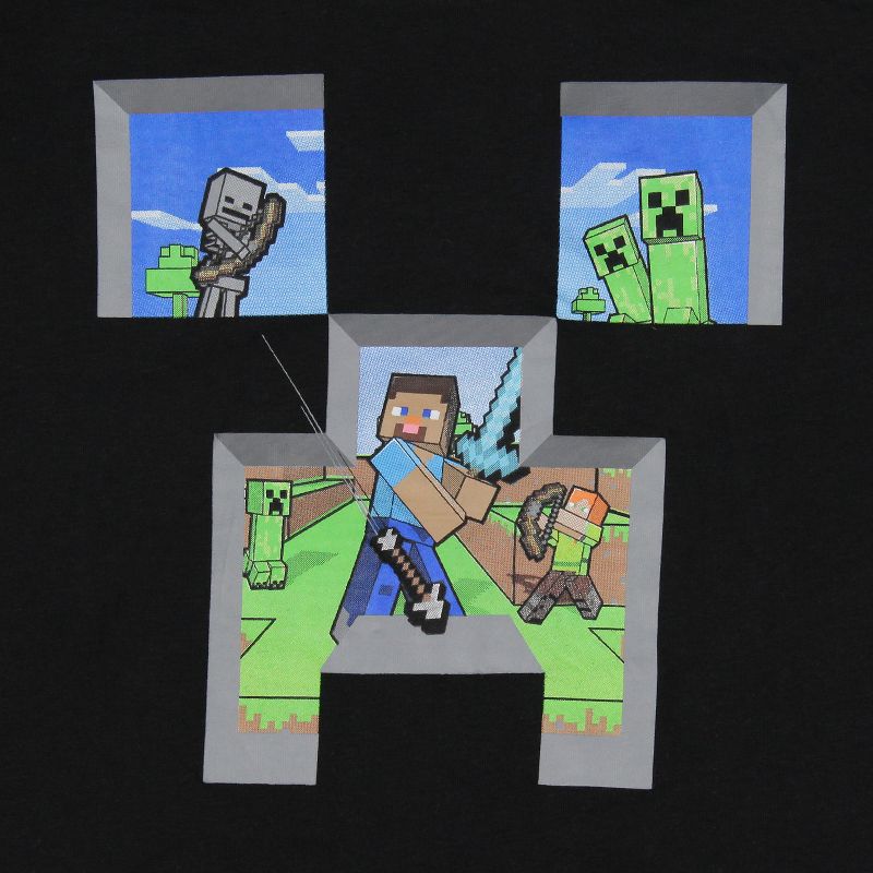 Minecraft Boys' Creeper Face Battle Fill Graphic T-Shirt, 2 of 4
