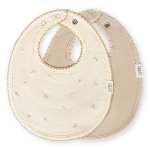 Muslin Baby Bibs | Soft Cotton Teething Bibs for Infant Drips, Drools & Feedings | Waterproof, Adjustable Fit for Newborn Baby | 2 Pack (Multicolor) - 1 of 3