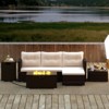 Tangkula 4 PCS Outdoor Furniture Set w/ 32" Fire Pit Table & Propane Tank Cover - 3 of 4