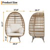 GustoWave Oversized 360° Swivel Egg Chair, Patio Rotating Basket Chair, Steel Frame and Metal Base, PE Rattan Lounge Chair - 3 of 4