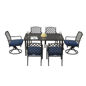 TiramisuBest 7-Piece Patio Furniture Set for 6 - Table & Chairs w/Umbrella Hole for Garden/Backyard/Lawn/Poolside (Grey) - 1 of 4